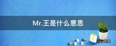 Mr.王是什么意思